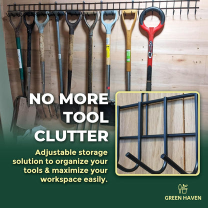 Garden Tool Storage Rack 160Cm - Heavy-Duty Metal Organiser for Shed Accessories, Rakes, Shovels & More – Space-Saving Tool Storage System for Sheds & Garages