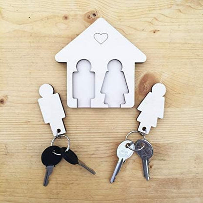 LAC Couples Keyrings - Couples Gifts for His and Hers - House Warming Gifts New Home Accessories - Wooden Key Holder
