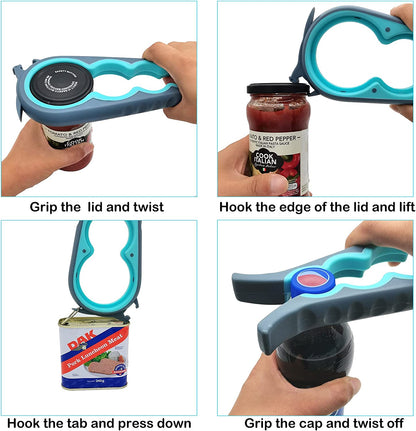 Jar Opener Bottle Opener and Ring Pull Can Opener for Weak Hands Arthritis Hands, Elderly