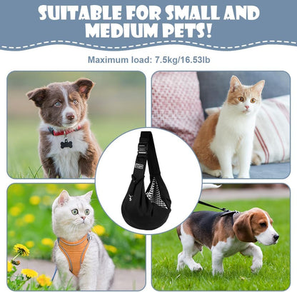 Puppy Carrier Sling,Reversible Hands-Free Dog Carry Sling for Small & Medium Dog Cat,Soft Comfortable Dog Sling,Adjustable Dog Carrier Bag Shoulder Tote Bag for Outdoor Walking Travel Shopping