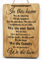 in This House We Do LOVE Quote Wall Sign Hanging Rustic Wooden House Shabby Chic Room Plaque Gift Laser Engraved Hand Made