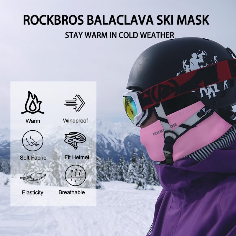 Ski Mask Cycling Balaclava Windproof, Thermal Neck Gaiter Soft Full-Mask Polar Fleece Headwear 4 Colors for Autumn Winter Skating, Skiing, Running, Cycling