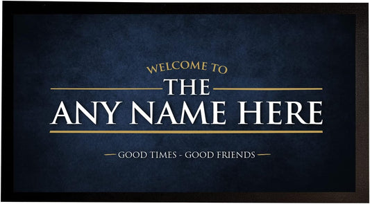 Personalised Bar Runner Mat - Any Name Bar - Navy Blue Grunge Bar Runner - Beer Accessories Gift, Home Bar