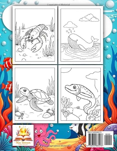 Sea Animals Coloring Book for Kids Paperback – Large Print, 4 Jan. 2025 by Mia Benson (Author)