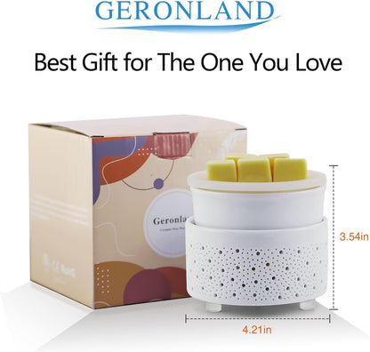Wax Melt Burner with Silicone Dish Ceramic 3-In-1 Oil Burner Electric Candle Wax Warmer Melter Fragrance Heating Plate for Scented Waxs Home Office Bedroom Aromatherapy Gift& Décor-White