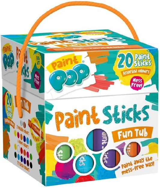 Paint Sticks for Kids - 20 Pack Assorted Colours & Fun Storage Tub - Twist & Paint, Mess-Free, Fast Drying Action, Easy Clean Up, Vibrant Colours, Multi-Surface