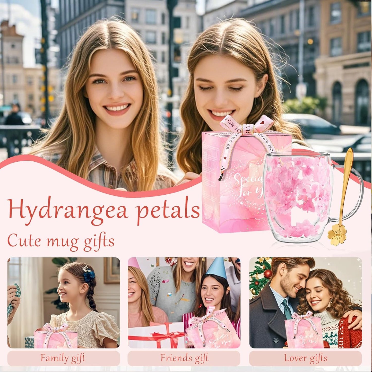 Gifts for Women Dried Flowers Double Wall Glass Coffee Mugs Cute Glass Tea Cups with Handles Autumn Mug Christmas Birthday Gifts for Best Friend Teacher Mum Gifts New Home Gift Ideas Home Decor