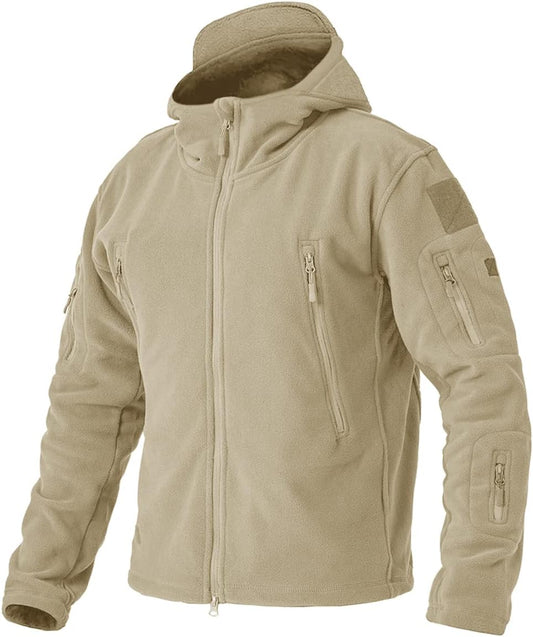 Men'S Military Fleece Jackets Zip up Hoodies Windbreakers Warm Hiking Camping Hunting Tactical Winter Coats with 6 Zip Pockets