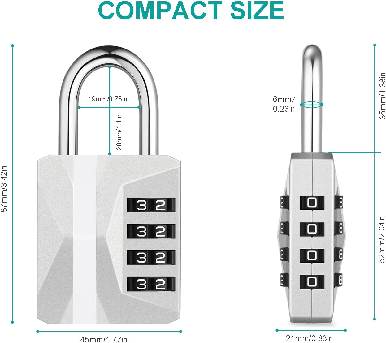 Locker Padlocks with Code, 4 Digit Combination Padlock for Gym Locker, [2023 Locker Trend] School Locks, Heavy Duty Outdoor Padlock Weatherproof for Gate, Fence, Shed, Garage (Silver, 1 Pack)