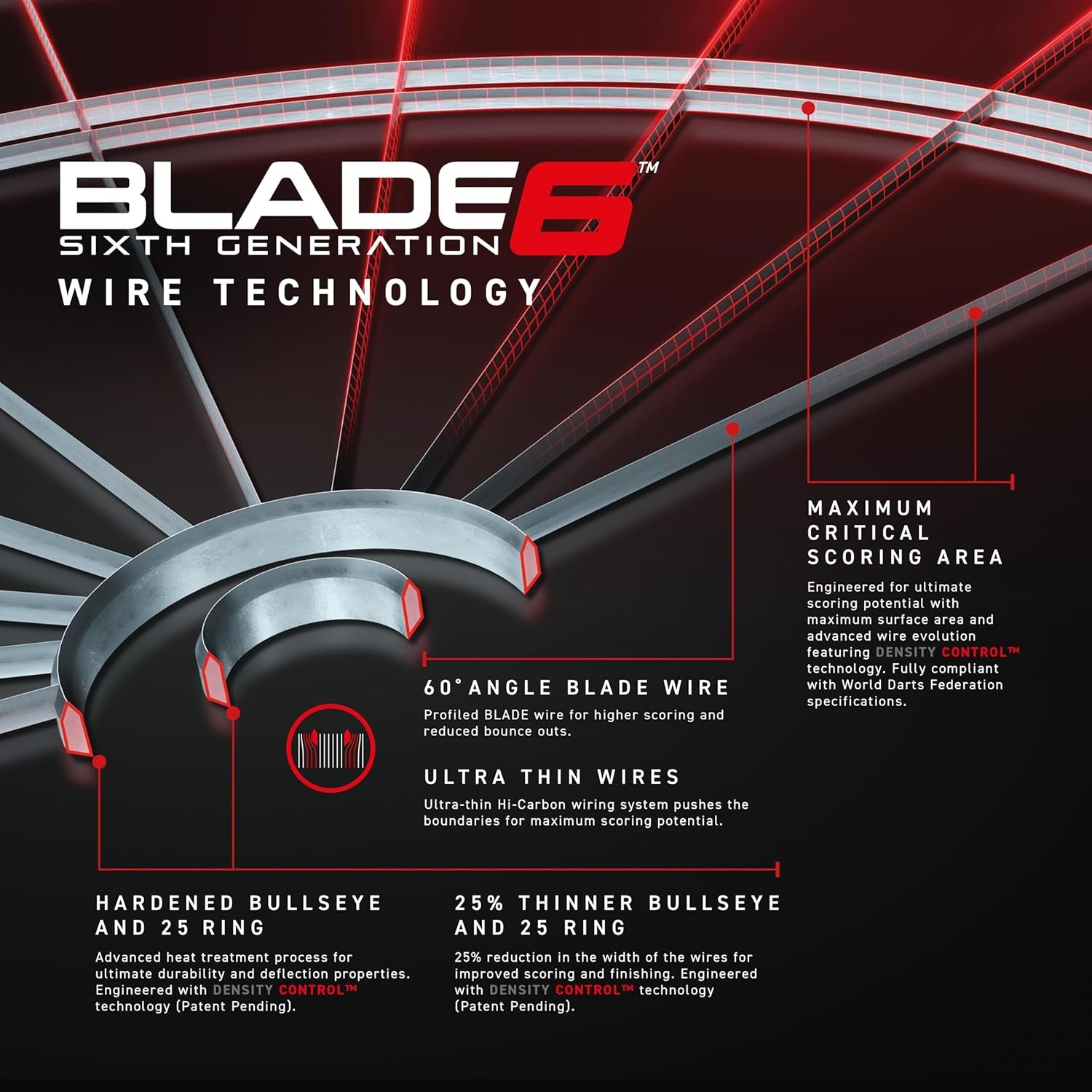 Blade 6 Dart Boards | Professional Bristle Dartboard with Official Tournament Specifications | Endorsed by the PDC