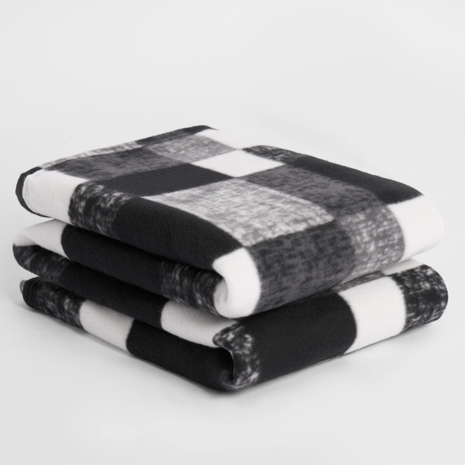 Winter Check Fleece Blanket Super Soft Warm Cosy Sofa Bed Picnic Garden Throw Over, Plaid Tartan Black - 120 X 150Cm