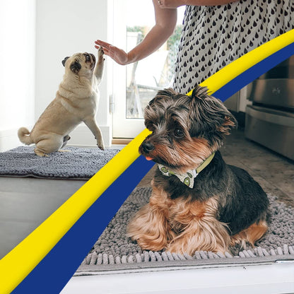 AS-SEEN-ON-TV Highly Absorbent Microfiber Door Mat and Pet Rug, Non Slip Thick Washable Area and Bath Mat Soft Chenille for Kitchen Bathroom Bedroom Indoor and Outdoor - Grey Medium 30"X19"