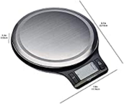 Digital Kitchen Scales with LCD Display (With Batteries), Black and Stainless Steel, BPA Free, Weighs up to 11 Pounds