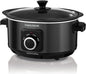 3.5L Sear & Stew Slow Cooker, Shatter Resistant Aluminium Pot, 3 Heat Settings, Hob Proof, Easy Clean, 163W, Black, 460012