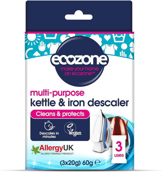 Kettle and Iron Descaler, Internal Cleaner & Scale Remover for Kitchen & Home Appliances, Limescale Prevention Sachets, Easy to Use, Natural Vegan & Non Toxic Eco-Safe Formula (3 Treatments)