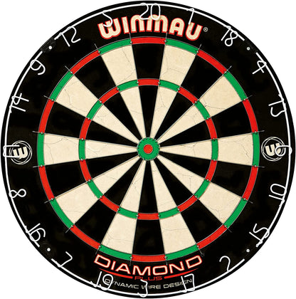 Professional Dart Set Includes Diamond plus Bristle Dartboard - Black Cabinet - 2 Sets of Darts - Official Oche Line