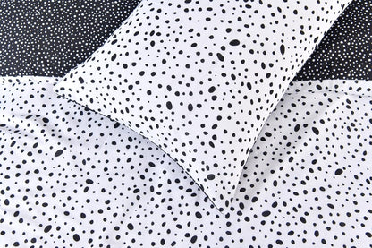 Polka Dots Reversible Black White Mono Duvet Cover Quilt Pillow Cases Bedding Set Soft Easy Care - Double (200Cm X 200Cm)