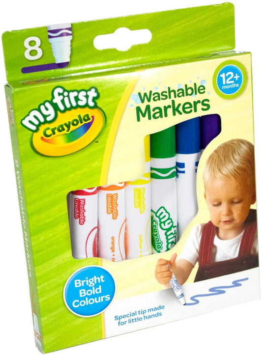 Myfirst Washable Markers - Assorted Colours (Pack of 8) | Easy-Grip Markers Ideal for Toddlers Hands | Ideal for Kids Aged 12+ Months