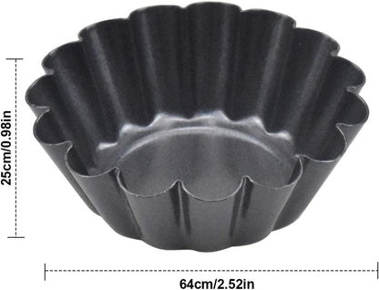 12 Packs Egg Tart Mold, Mini Carbon Steel Cake Muffin Moulds Tins Pans, Non-Stick Cupcake Cake Moulds, Pudding Moulds, Baking Cookie Moulds, Kitchen Reusable Baking Tools
