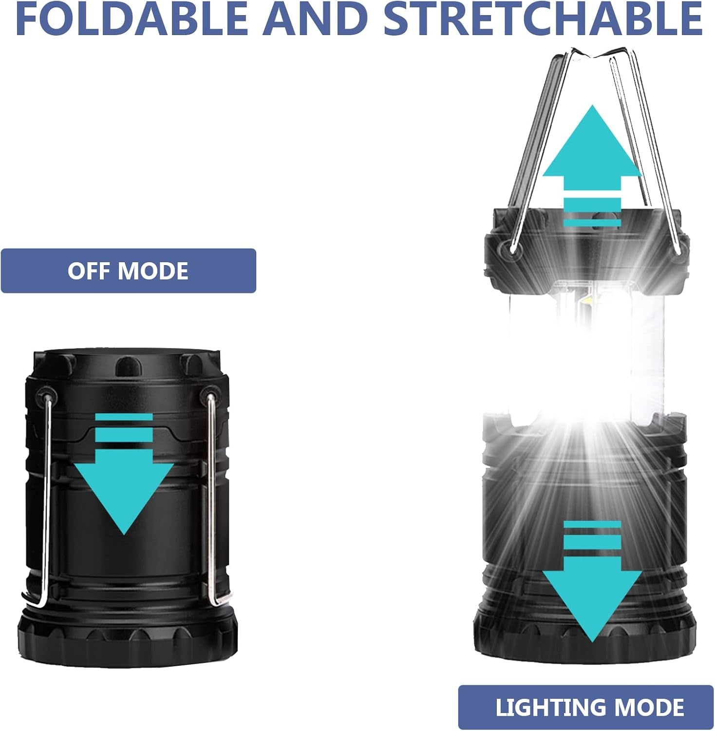 Camping Lights, 2 X Camping Lantern Battery Operated Portable LED Camping Lamp with Foldable Hook, Tent Lights Waterproof Outdoor Hanging Lamp for Emergency, Hiking, Camping, Black