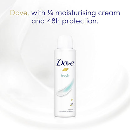 Fresh with ¼ Moisturising Cream Anti-Perspirant Deodorant Spray for 48 Hours of Protection 6 X 150 Ml