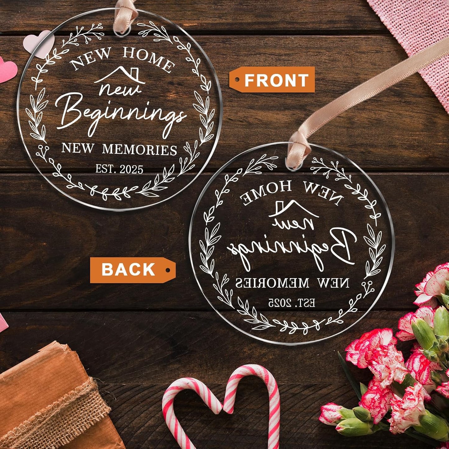 New Home Gifts, Creative round Acrylic Hanging Ornament 2025, Housewarming Gifts Ideas for Couple Friends Family