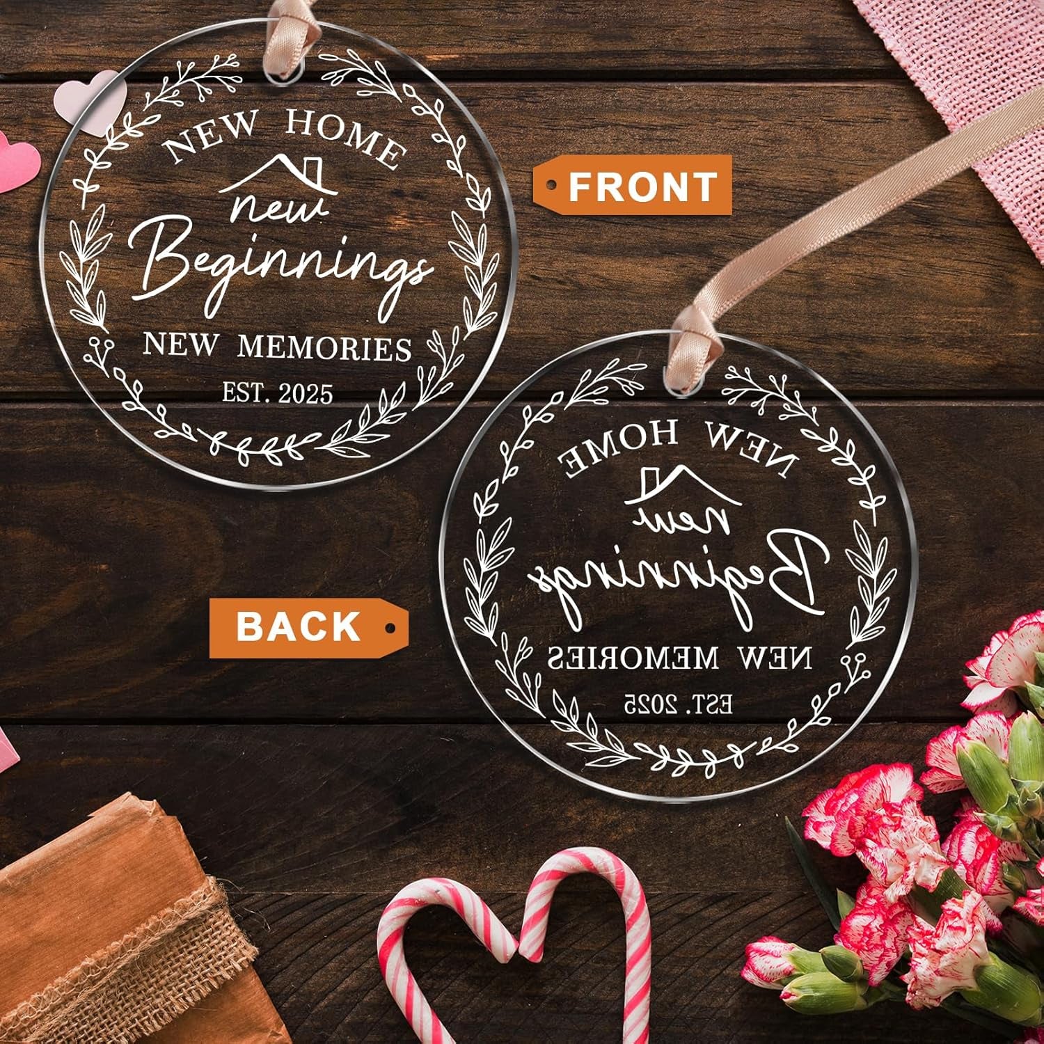 New Home Gifts, Creative round Acrylic Hanging Ornament 2025, Housewarming Gifts Ideas for Couple Friends Family
