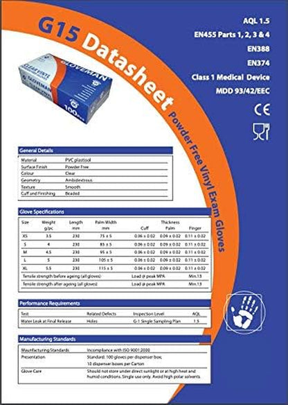 Gloveman Clear Vinyl Gloves (Box of 100) (Medium)