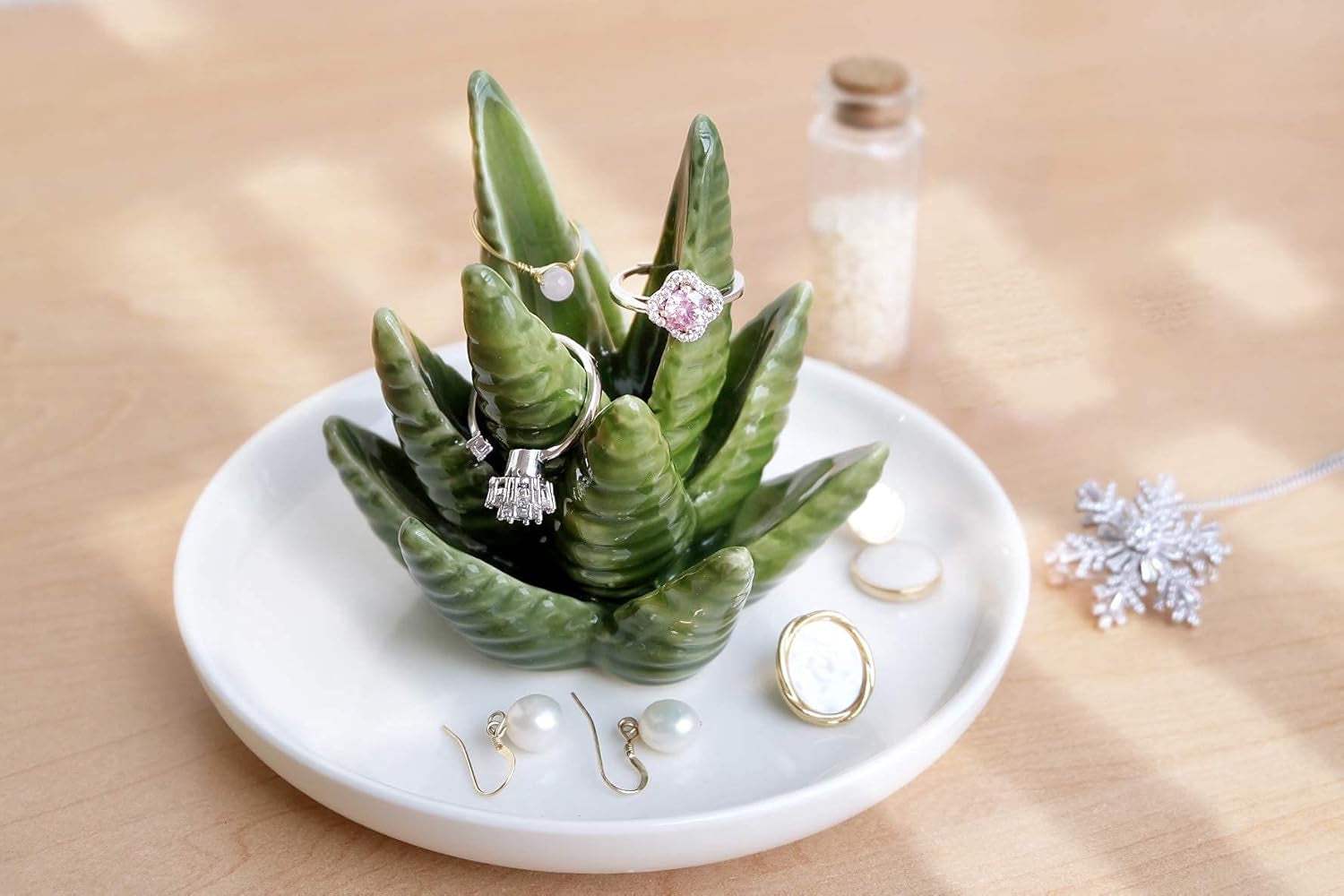Cactus Ring Holder Aloe Jewellery Stand Trinket Tray Gifts for Women, Birthday Valentine Gifts for Her, Christmas Housewarming Gifts for Friend Aunt Sister
