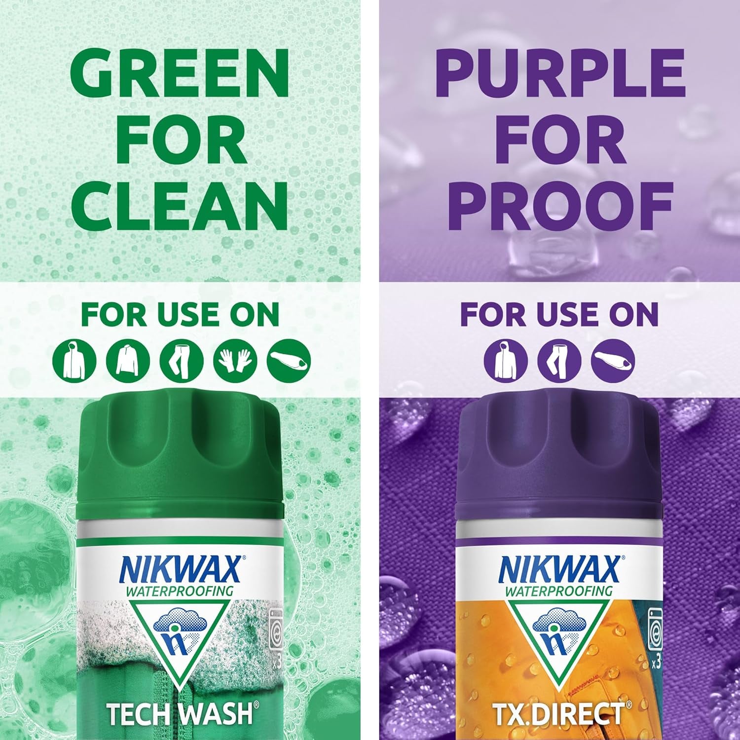 TECH WASH and TX DIRECT Twin Pack, Technical Cleaner and Wash-In Waterproofer for Waterproof Clothing, 2X 300Ml