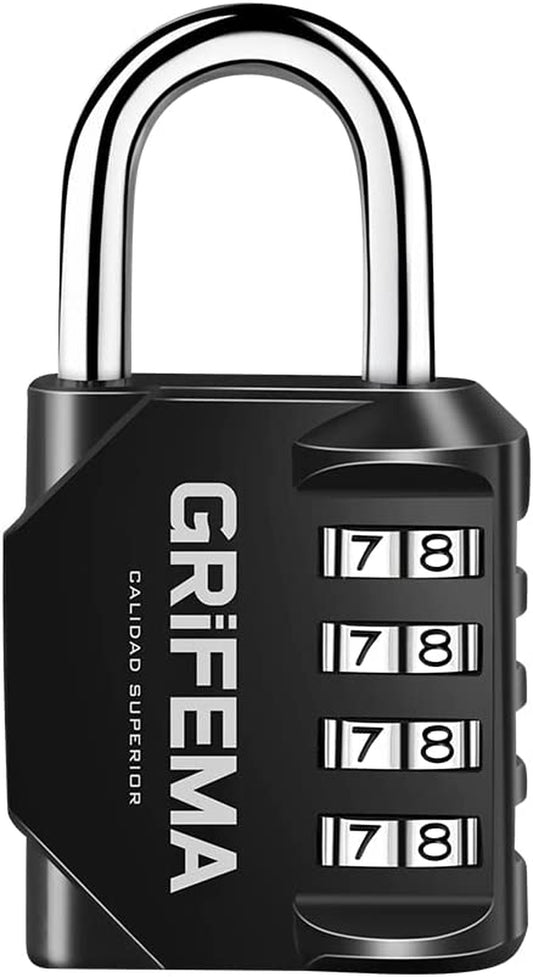 Combination Padlocks with 4 Digit Code, Locker Padlock Outdoor Heavy Duty Weatherproof for School Gym Locker Cabinet, Garage, Gate, Shed GA1001-1 (1 PACK), Black