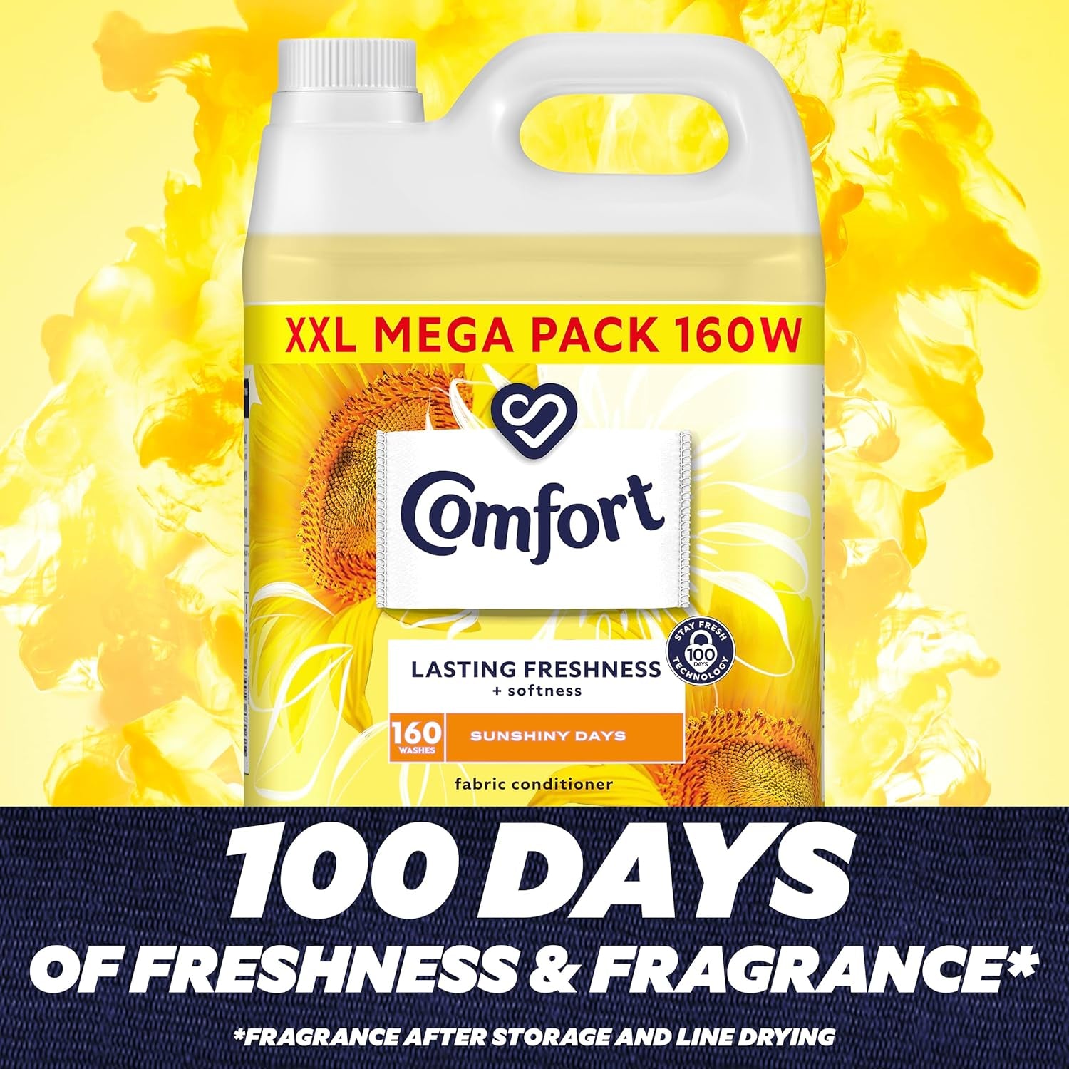 Sunshiny Days Fabric Conditioner with Stay Fresh Technology for 100 Days of Freshness + Fragrance* 160 Wash 4800Ml, Pack of 1
