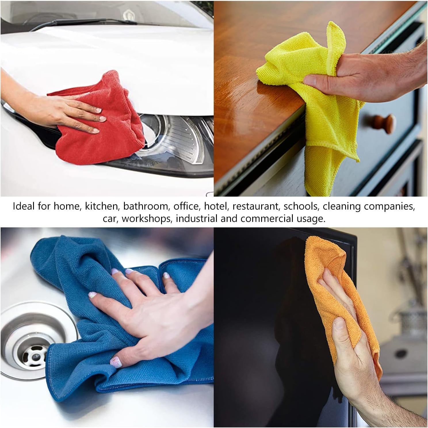 Microfiber Cleaning Cloth| Pk of 10| Large 40X40Cm| All-Purpose Reusable & Washable| Super Absorbent Towel| Long-Lasting Universally Useful| Ideal for Home, Kitchen, Bathroom & Cars (10, Blue)
