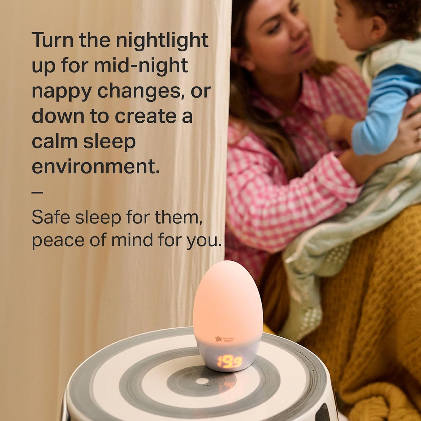 Groegg2 Digital Colour-Changing Nursery Thermometer and Nightlight, Usb-Powered, Digital Temperature Display