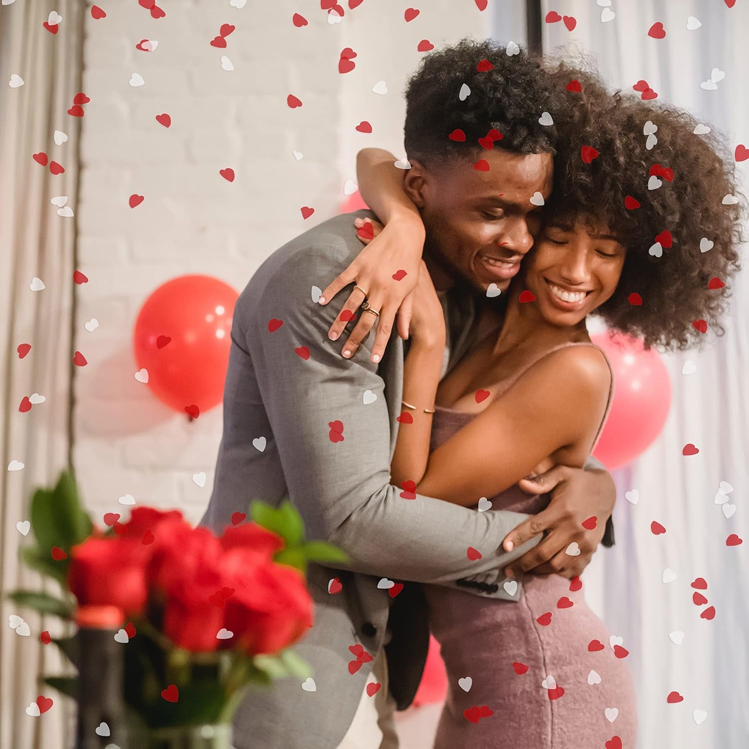 6000Pc Love Heart Confetti Paper Valentines Decorations - White and Red Heart Confetti Valentines Day Decoration - Red Paper Hearts as Engagement Party Decorations or Wedding Table Decoration