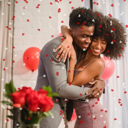 6000Pc Love Heart Confetti Paper Valentines Decorations - White and Red Heart Confetti Valentines Day Decoration - Red Paper Hearts as Engagement Party Decorations or Wedding Table Decoration