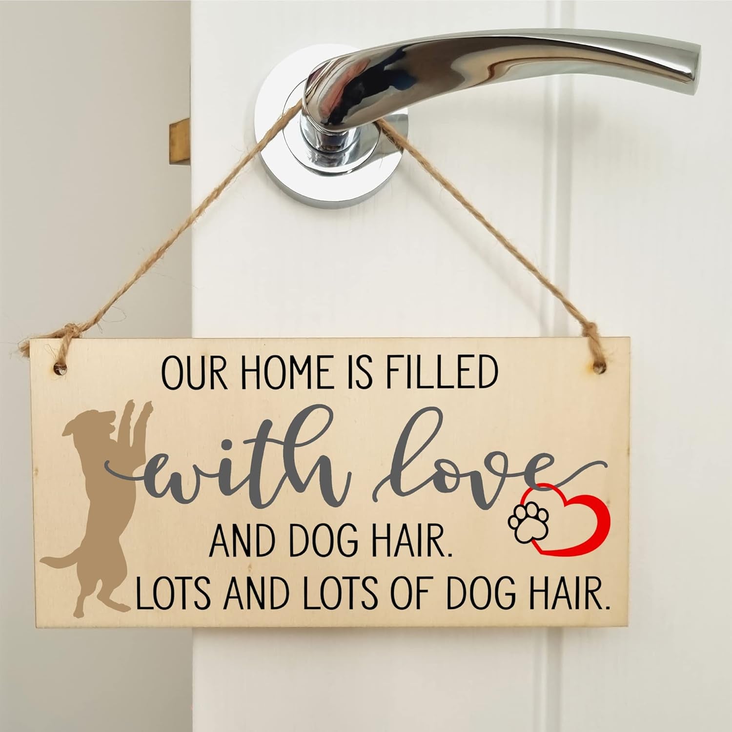 Home Is Filled with Lots of Dog Hair Funny Novelty Handmade Wooden Hanging Wall Plaque Pet Lover Gift Home Decoration