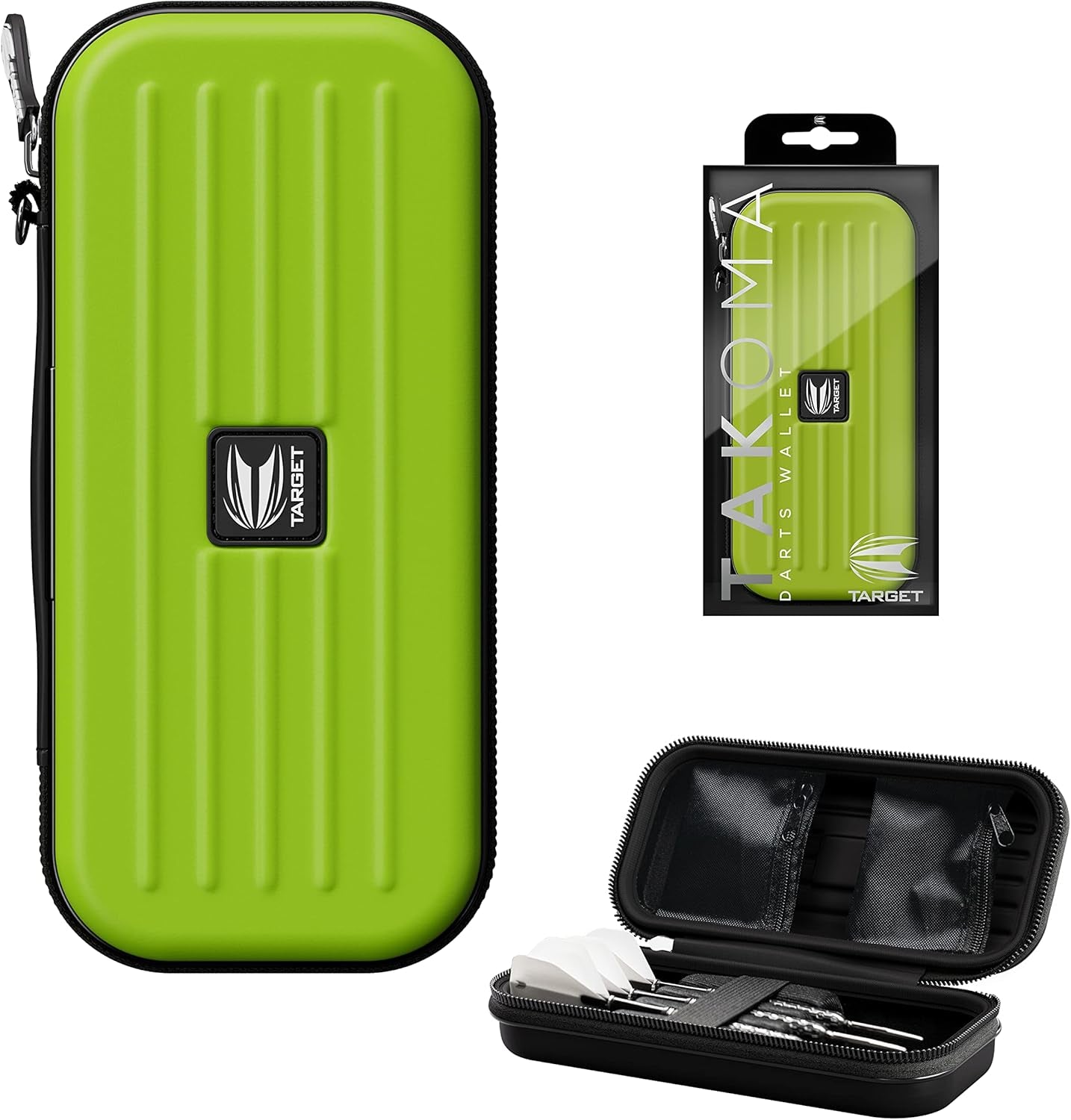 Darts Takoma Darts Wallet, Regular Size, Green | Darts Case Holds 3 Darts | Protective EVA Dart Holder with Double Zip Lock Inner Pouches | Professional Darts Accessories