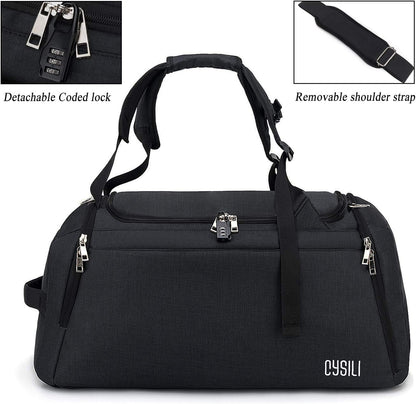 Sports Duffle Bag with Shoes Compartment and Wet Pocket, 42L Waterproof Gym Bag for Men and Women, Durable Travel Duffel Bag with Shoulder Strap and Combination Lock