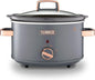 T16042GRY Cavaletto 3.5 Litre Slow Cooker with 3 Heat Settings, Removable Pot and Cool Touch Handles, Grey and Rose Gold