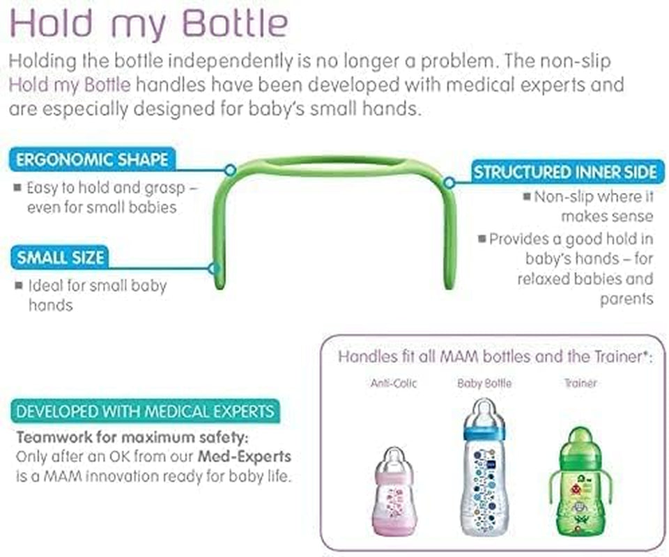 Hold My Bottle Handles, Pack of 2, Compatible with Wide Range of  Bottles and the  Trainer Bottle, New Baby and Baby Feeding Essentials, Blue