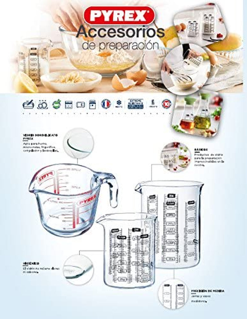 Glass Measuring Jug, Transparent, 1 Litre