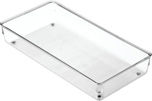 Idesign Cutlery Tray for Drawer, Large Plastic Kitchen Drawer Insert, Practical Drawer Organiser for Kitchen Accessories, Utensils and Cutlery, Clear, 15.2-Cm X 30.5-Cm X 5.1-Cm