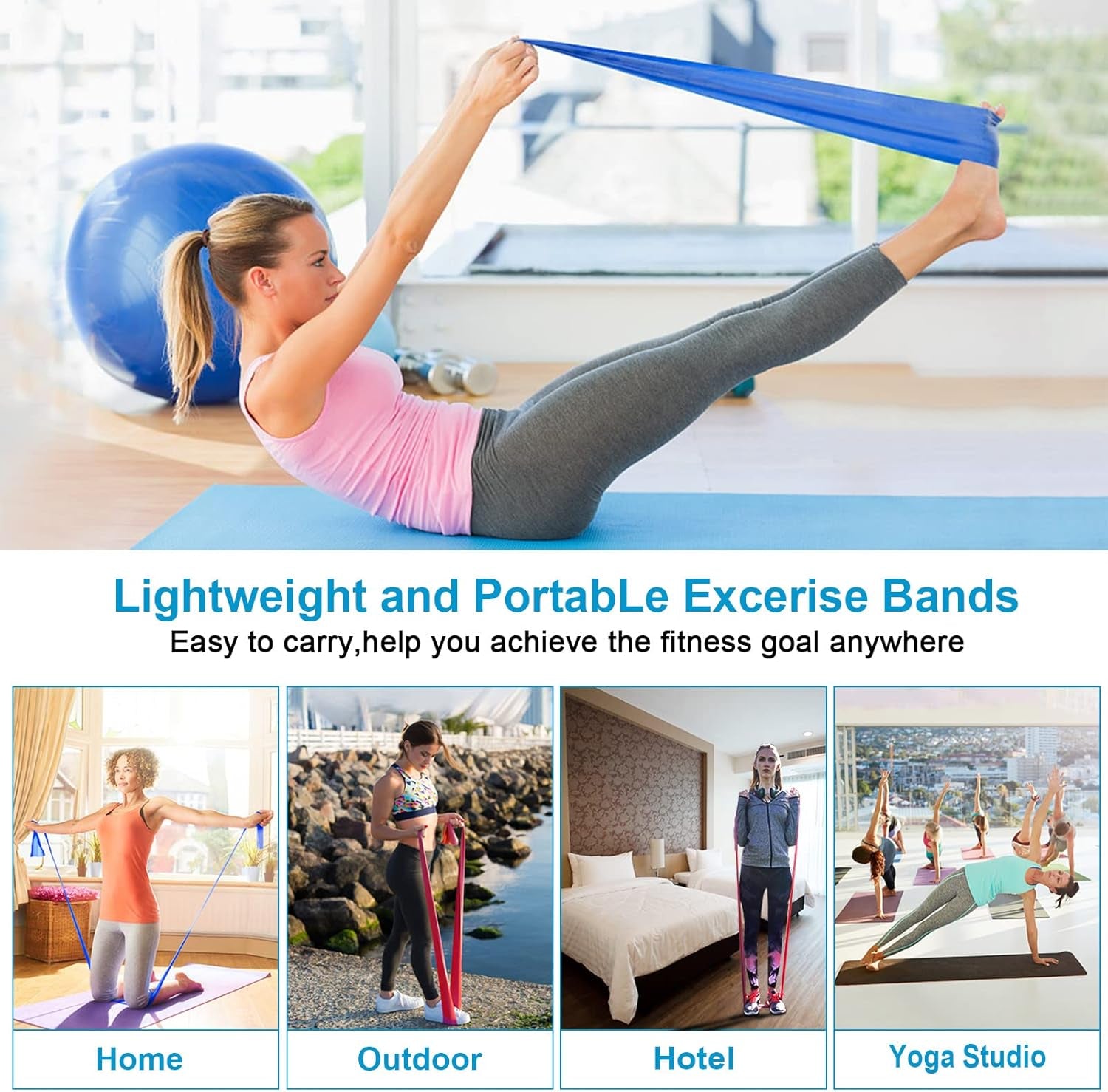 Resistance Bands Set, [Set of 3] 1.5M/4.9Ft Skin-Friendly Exercise Bands with 3 Resistance Levels,Workout Resistance Bands Set for Women Men,Ideal for Strength Training,Yoga,Gym,Pilates,Fitness