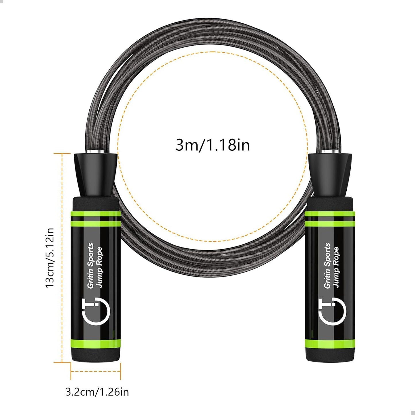 Skipping Rope, Speed Jump Rope Soft Memory Foam Handle Tangle-Free Adjustable Rope&Rapid Ball Bearings Fitness Workouts Fat Burning Exercises Boxing for Adults, Kids - Length Adjuster Included.