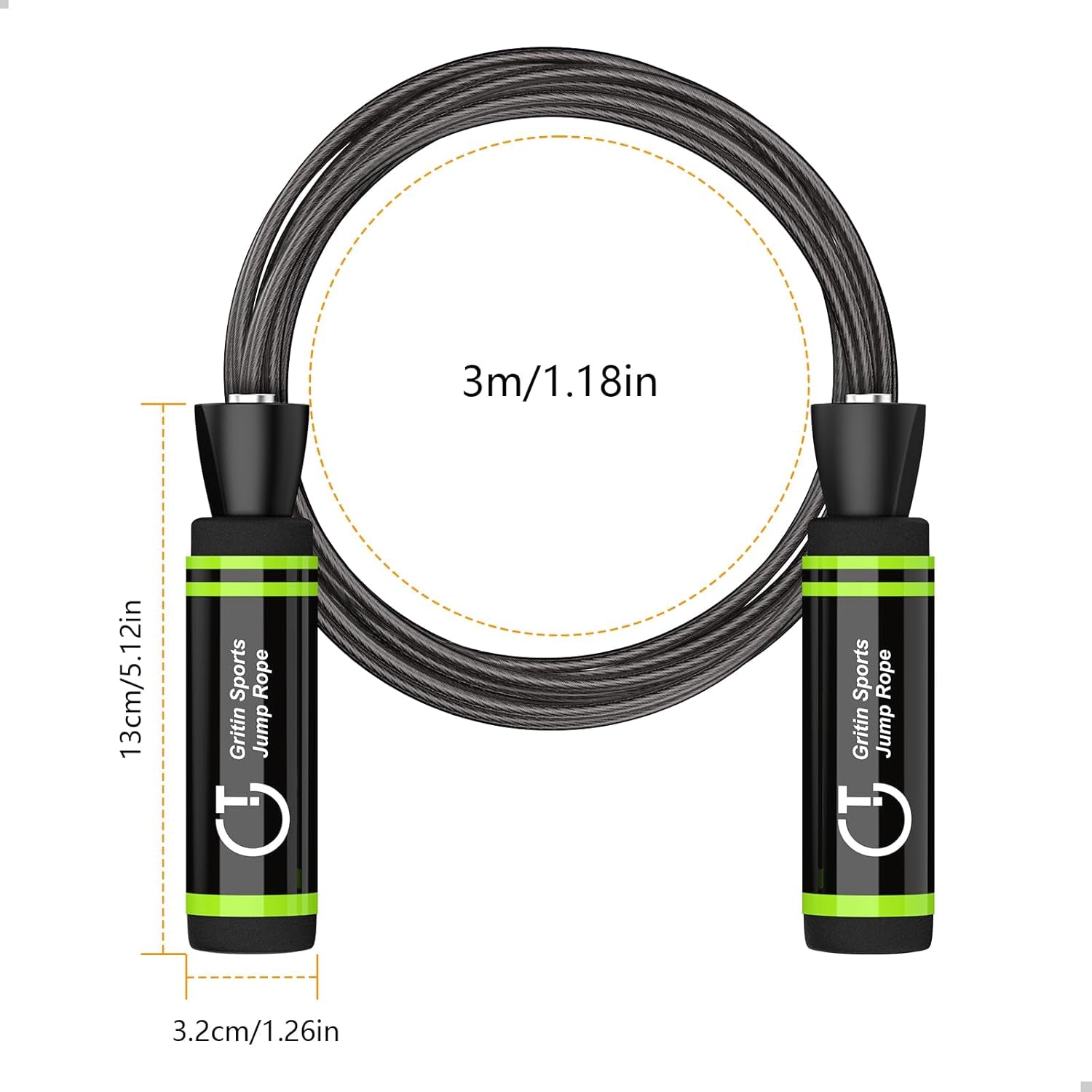 Skipping Rope, Speed Jump Rope Soft Memory Foam Handle Tangle-Free Adjustable Rope&Rapid Ball Bearings Fitness Workouts Fat Burning Exercises Boxing for Adults, Kids - Length Adjuster Included.