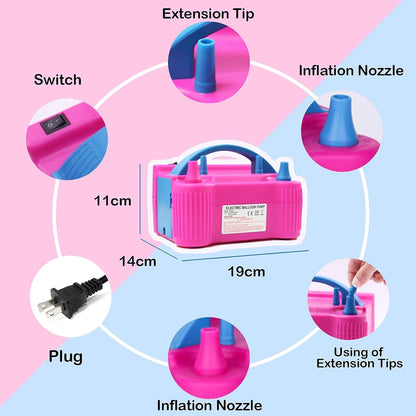 Electric Balloon Pump, Portable Dual Nozzle High Power (AC220-240V 600W) Balloon Inflator Blower Pump for Party, Wedding, Birthday, Activities and Festival Decoration