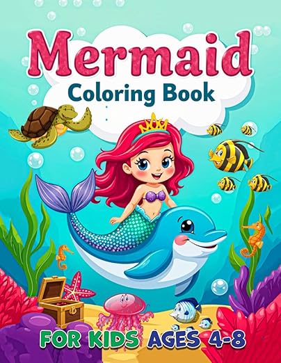 Mermaid Coloring Book for Kids Ages 4-8! Paperback – Large Print, 3 Jan. 2025 by Mia Benson (Author)