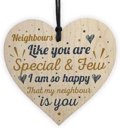 Thank You Neighbour Gift Handmade Wooden Hanging Heart Plaque Friendship Friend Home Gift Sign