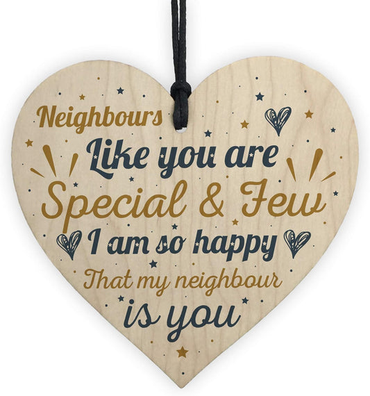 Thank You Neighbour Gift Handmade Wooden Hanging Heart Plaque Friendship Friend Home Gift Sign